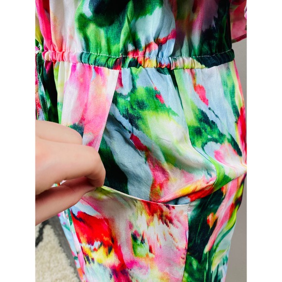 Anthropologie Fleur Wood Ikebana Floral Silk Jumpsuit XS Femme Casual Chic Luxe - Picture 7 of 9